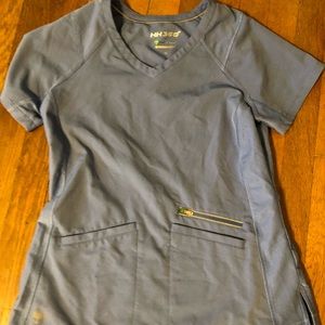 XS Healing Hands Periwinkle VNeck Scrub Top